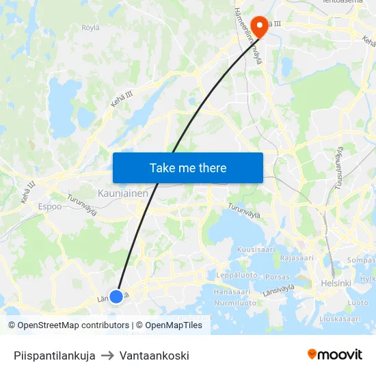 Bishop's Estate Lane to Vantaankoski map
