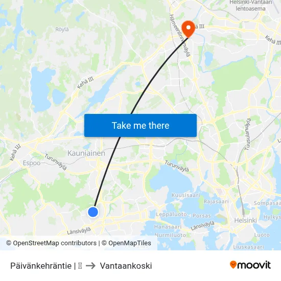 Päivänkehräntie | 🏫 to Vantaankoski map