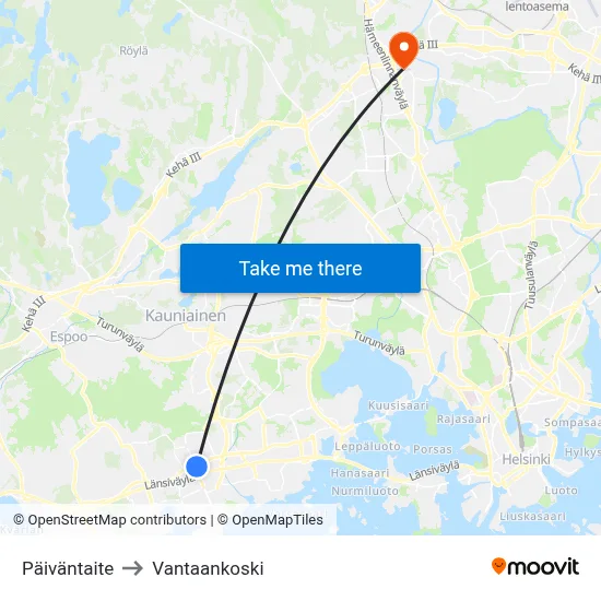 Day's Turn to Vantaankoski map