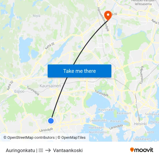 Auringonkatu | 🛒🍽 to Vantaankoski map