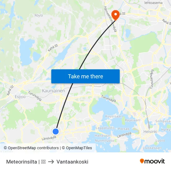 Meteorinsilta | 🌳🏫 to Vantaankoski map