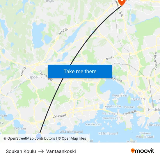 Soukka School to Vantaankoski map