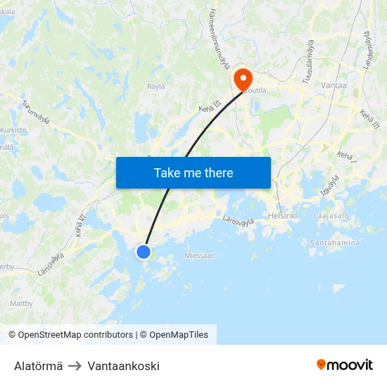 Lower Bank to Vantaankoski map