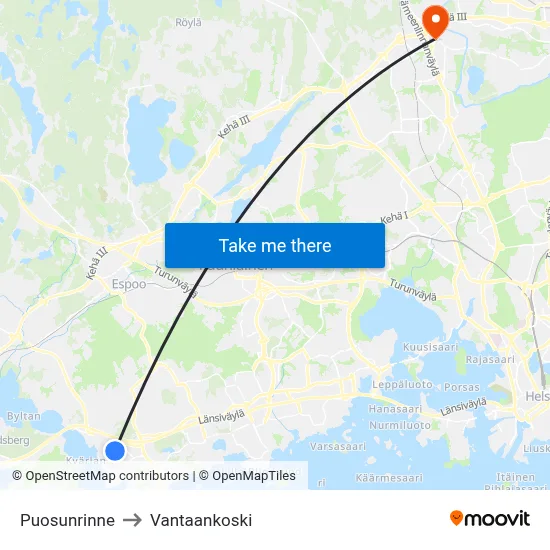 Boatswain's Slope to Vantaankoski map
