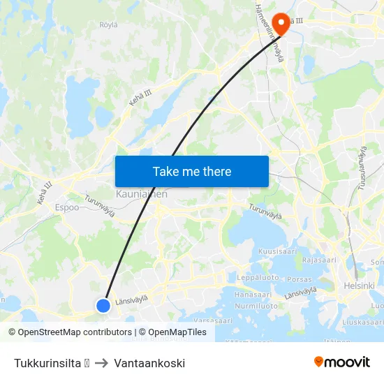Tukkurinsilta 🛍️ to Vantaankoski map