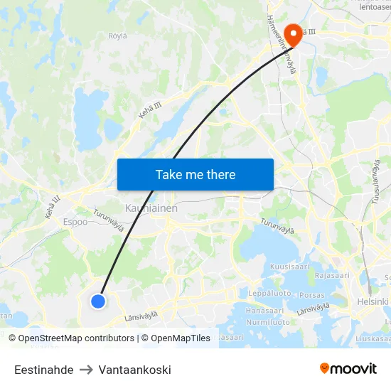 Estonia Hill to Vantaankoski map
