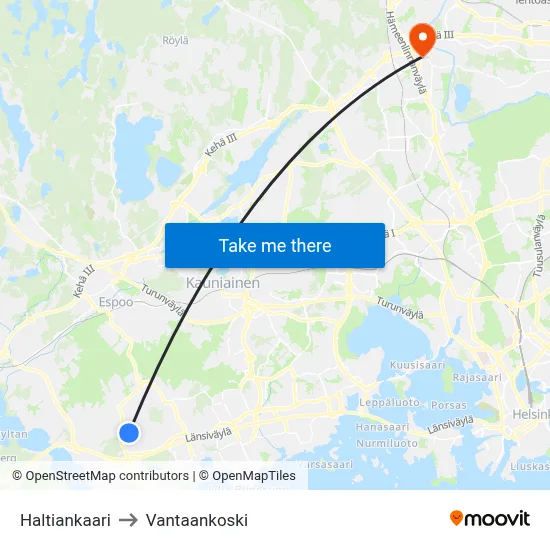 Haltia Arc to Vantaankoski map