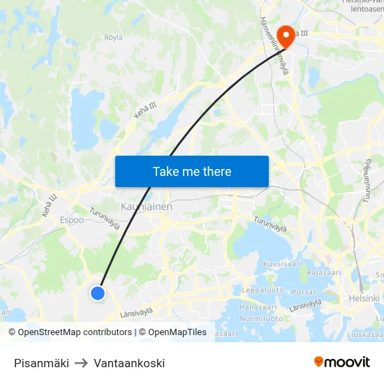 Pisa Hill to Vantaankoski map