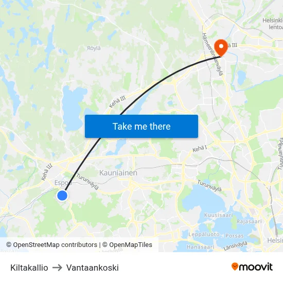 Guild Rock to Vantaankoski map