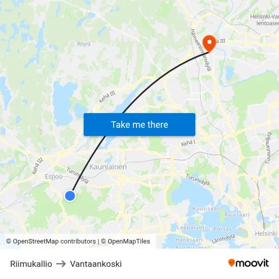 Rune Rock to Vantaankoski map