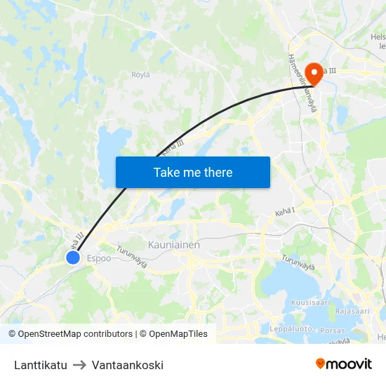 Coin Street to Vantaankoski map