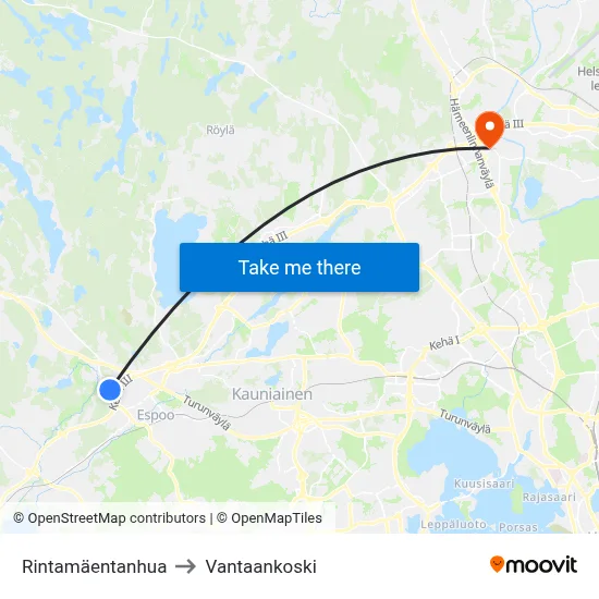 Rintamäki Path to Vantaankoski map