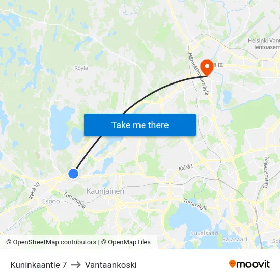 King's Road 7 to Vantaankoski map