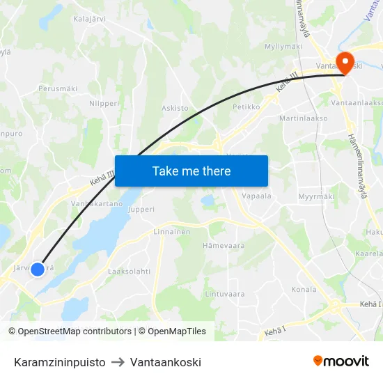 Karamzin Park to Vantaankoski map