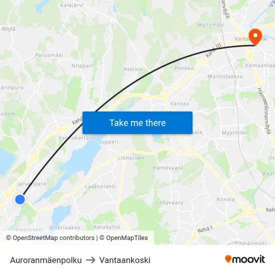 Auroranmäenpolku to Vantaankoski map