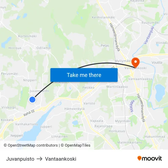 Juva Park to Vantaankoski map
