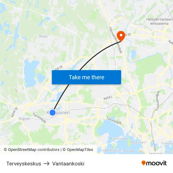 Health Center to Vantaankoski map