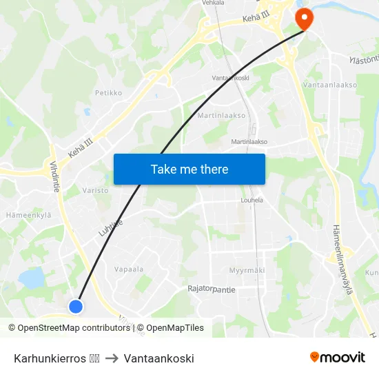Karhunkierros | 🎒⛳ to Vantaankoski map