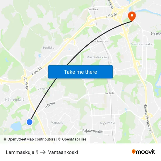 Lammaskuja 🛒 to Vantaankoski map