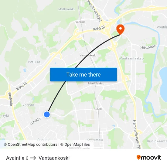 Avaintie | ⚽ to Vantaankoski map