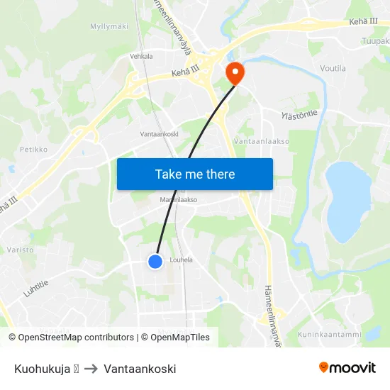 Kuohukuja 🛒 to Vantaankoski map