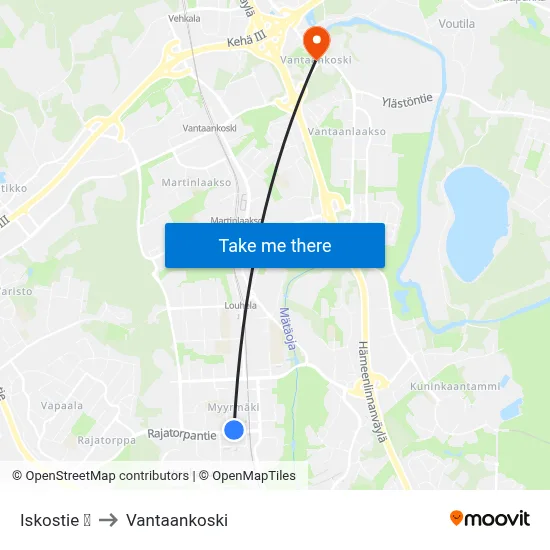 Iskostie 🛍️ to Vantaankoski map