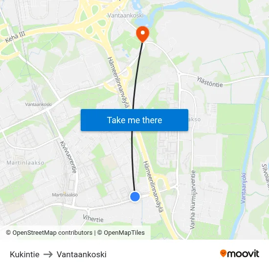 Kukin Road to Vantaankoski map