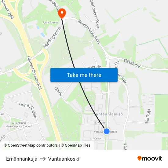 Emännänkuja to Vantaankoski map