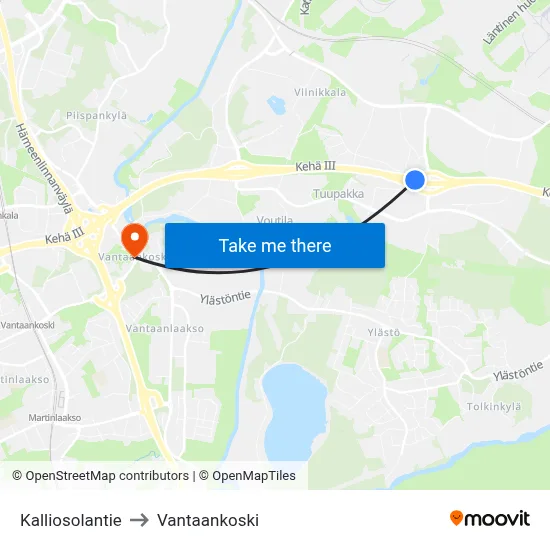 Kalliosola Road to Vantaankoski map