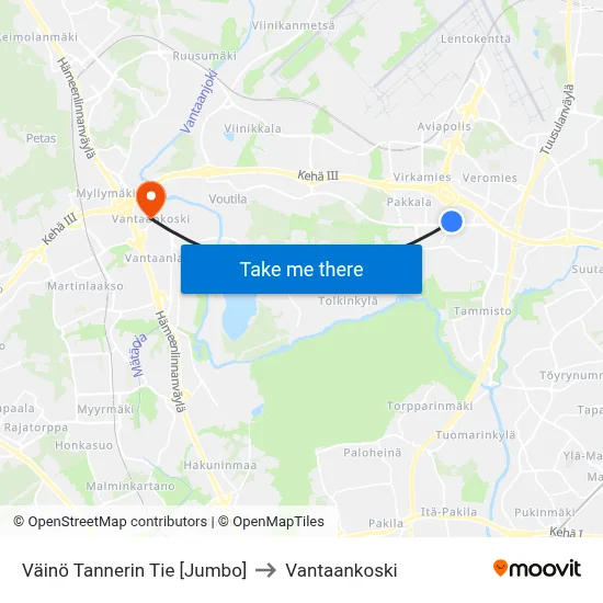 Väinö Tannerin Tie 🛍️ to Vantaankoski map