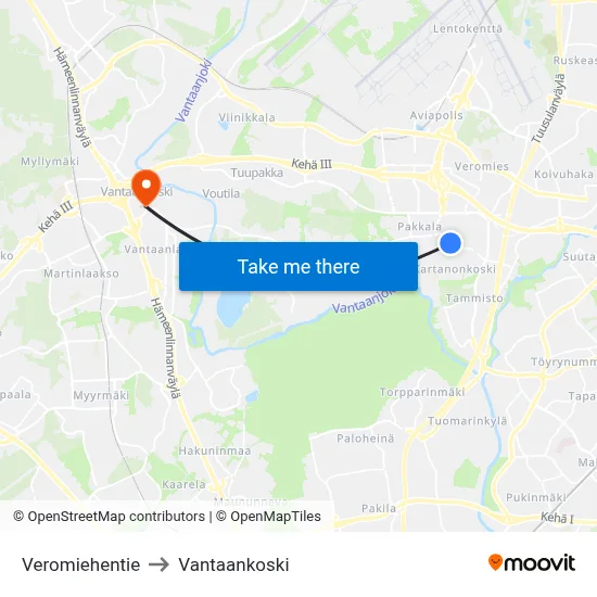 Veromiehentie to Vantaankoski map