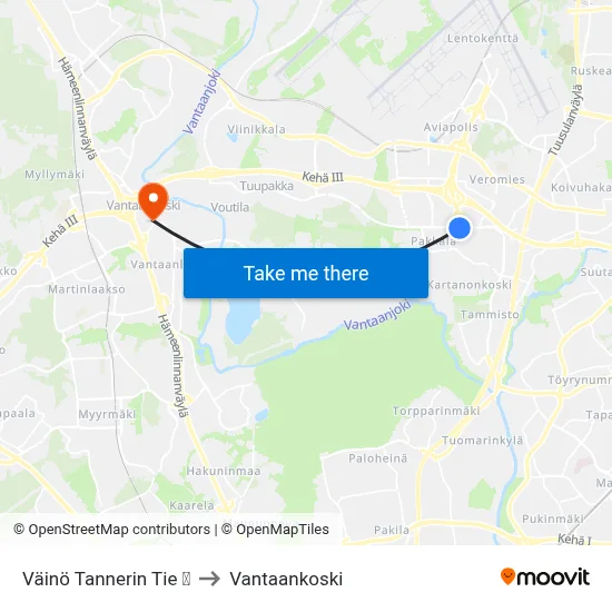 Väinö Tannerin Tie  🛍️ to Vantaankoski map