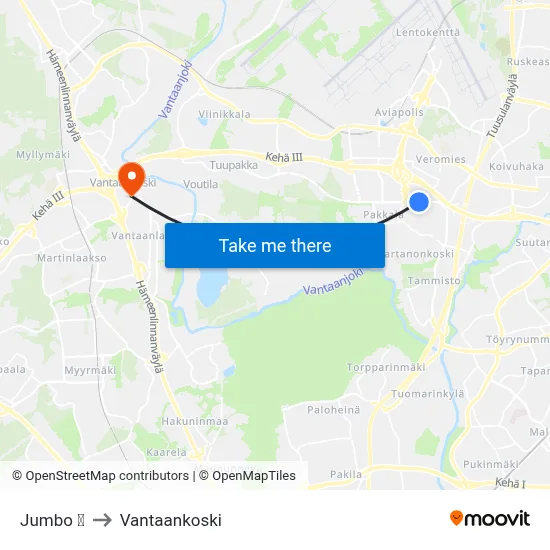 Jumbo 🛍️ to Vantaankoski map