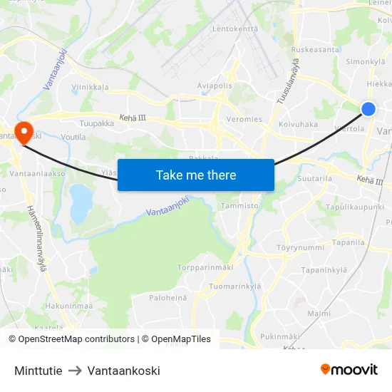 Mint Road to Vantaankoski map