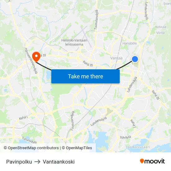 Pavi Path to Vantaankoski map