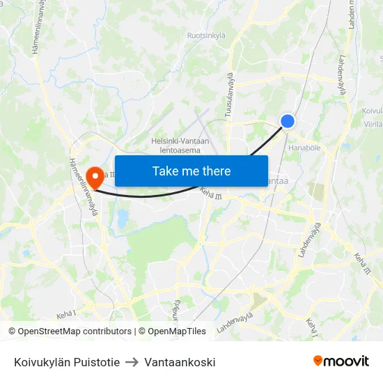 Koivukylä Park Road to Vantaankoski map
