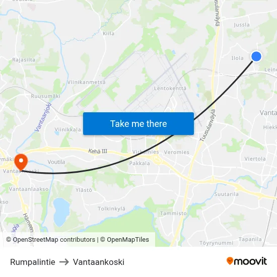 Rumpalintie Road to Vantaankoski map