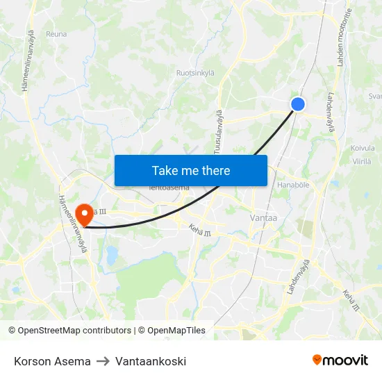Korso Station to Vantaankoski map