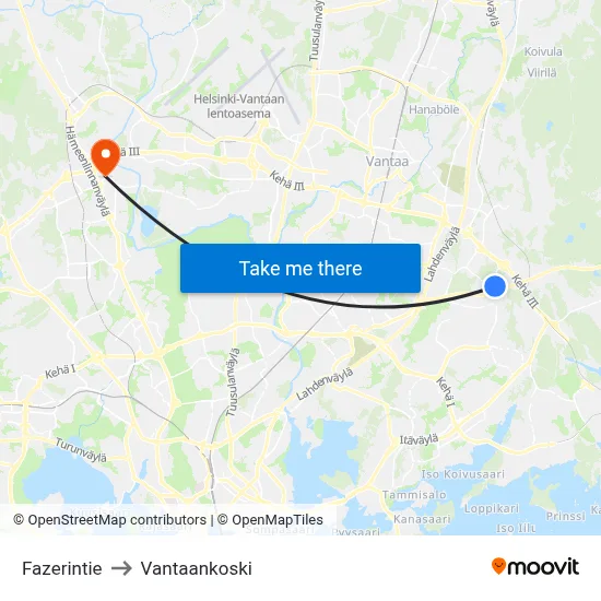 Fazer Road to Vantaankoski map