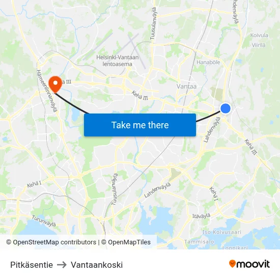 Pitkänen Road to Vantaankoski map
