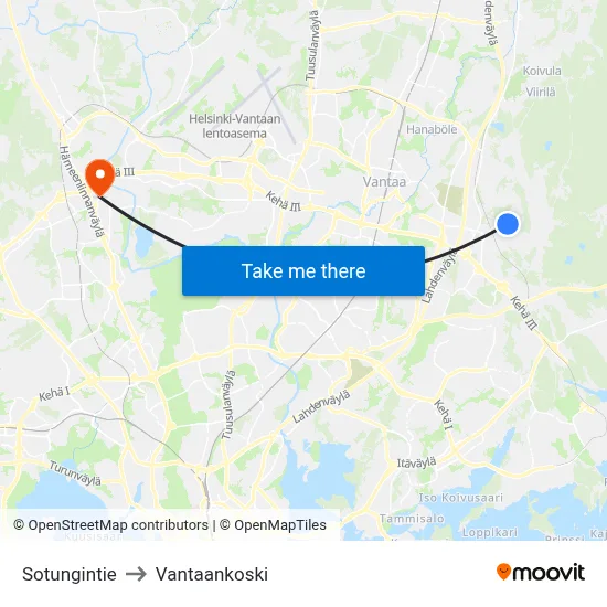 Sotunki Road to Vantaankoski map