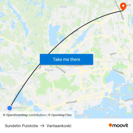 Sundet Park Road to Vantaankoski map