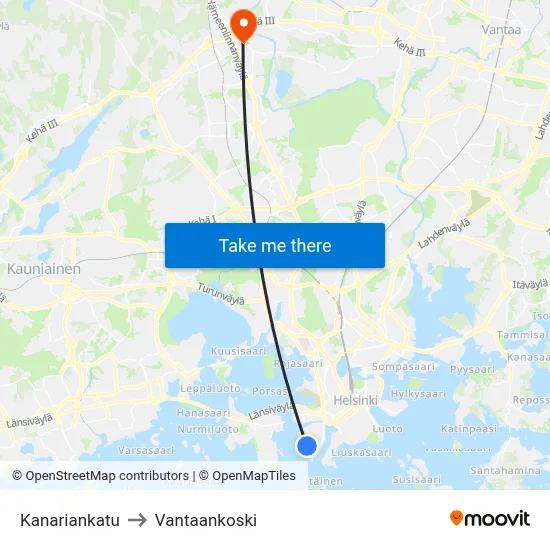 Canary Street to Vantaankoski map