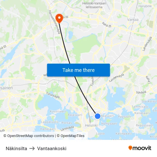 Näkin Bridge to Vantaankoski map