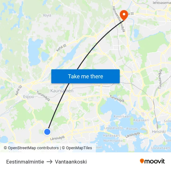 Estonia Hill Road to Vantaankoski map