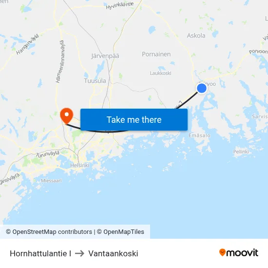 Hornhattula Road E to Vantaankoski map