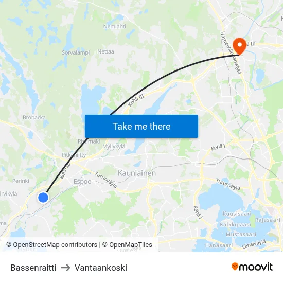 Basse Path to Vantaankoski map