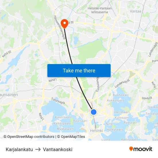 Karjalankatu Street to Vantaankoski map