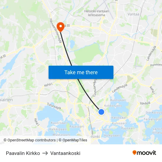 St. Paul's Church to Vantaankoski map