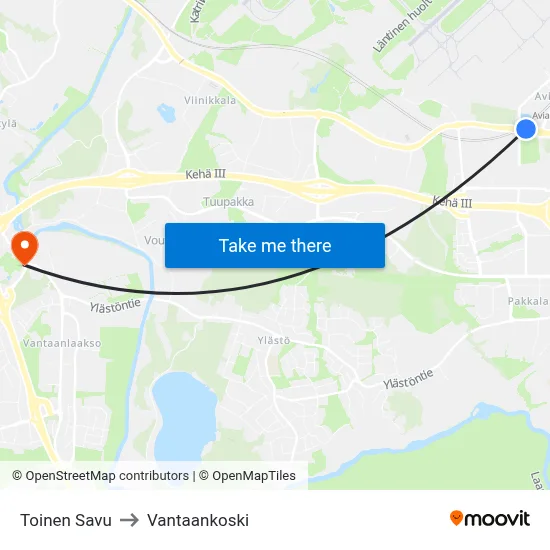 Second Smoke to Vantaankoski map